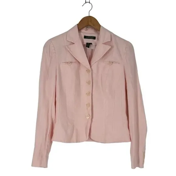 Lauren Ralph Lauren Linen Blazer in Light Pink | Size 6 - Picture 2 of 6